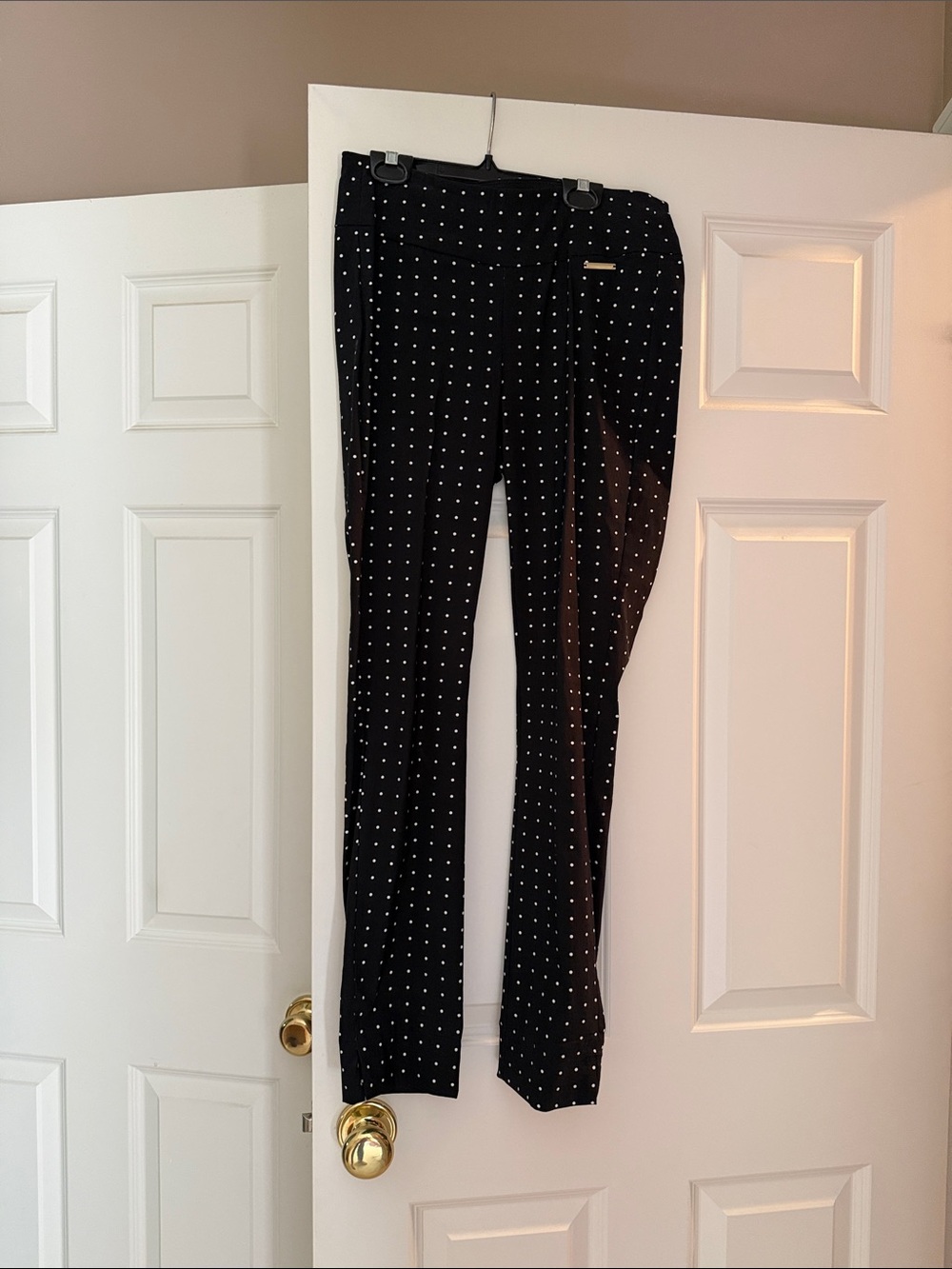 Roz & Ali Black Polka Dot Stretch Pants